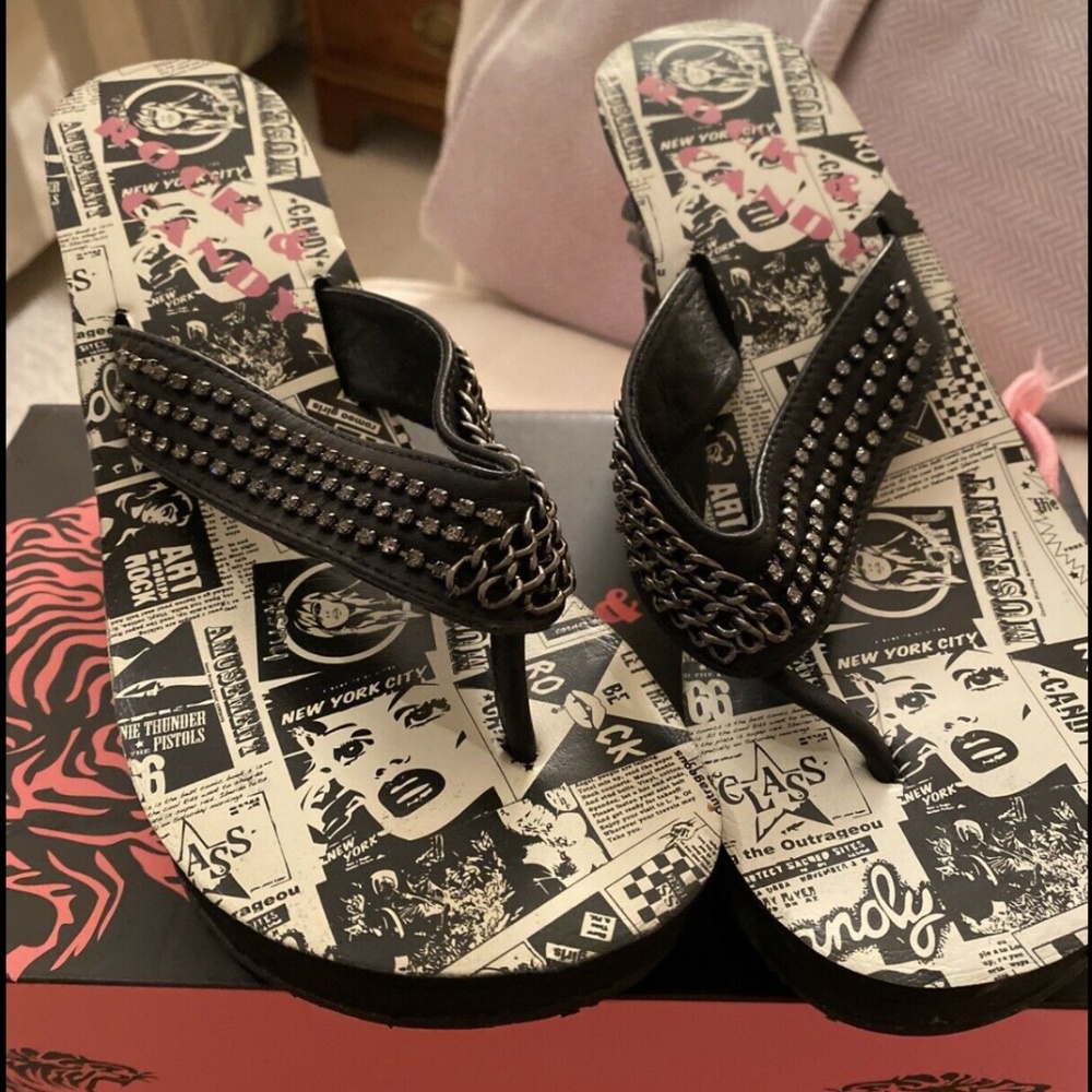 Rock And Candy Sandals Shoes Heels Flip Flops New!
